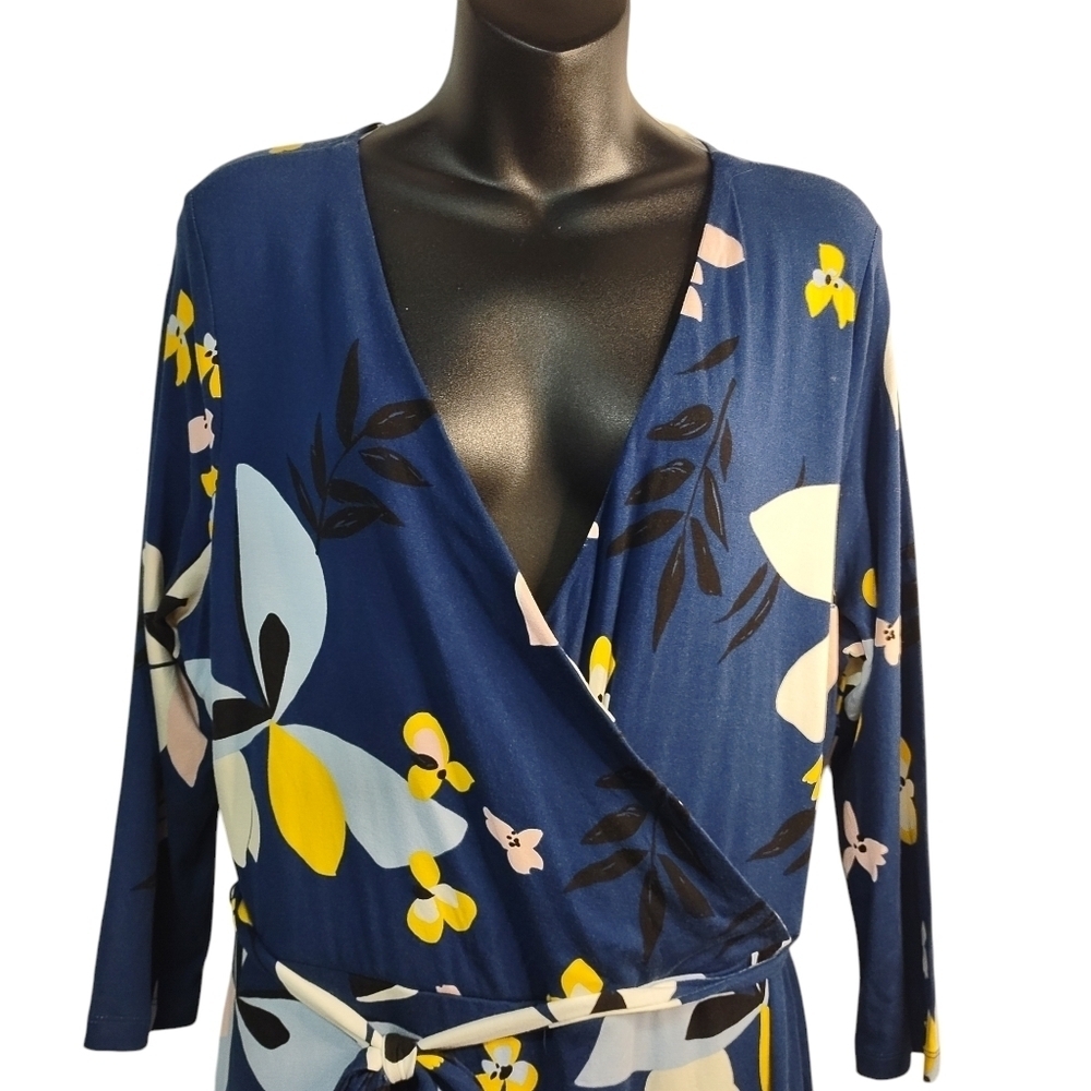 a new day Dress Women's Multi Color Floral Print Wrapped 3/4 Sleeve Size L NWT - Picture 3 of 9